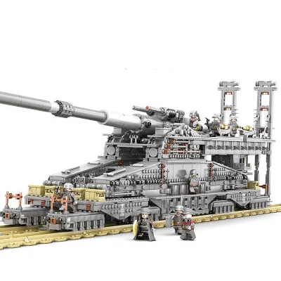 Military Army Germany Tank Heavy GUSTAV Model Designer 3846pcs MOC Bricks Building Blocks Toys