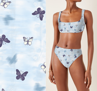 Maillots de bain et vêtements de sport respirants imprimés en tissu extensible 85% polyester recyclé 15% élasthanne, tricot uni