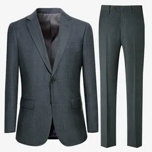 100% Wool Suits Set For Men High End Italian Style Business Bespoke Striped Tailored Suit For Groom Wedding Suit