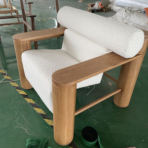 Thiết Kế Mới Trắng Boucle Rắn Sồi Khung Tùy Chỉnh Thực Hiện Hiện Đại Giải Trí Giọng Cánh Tay Ghế Cho Ngoài Trời & Biệt Thự Sử Dụng - Product Image 4