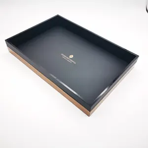Rectangular Champagne Gold Black Tray Forhotel Catering Custom Marble Acrylic Tray