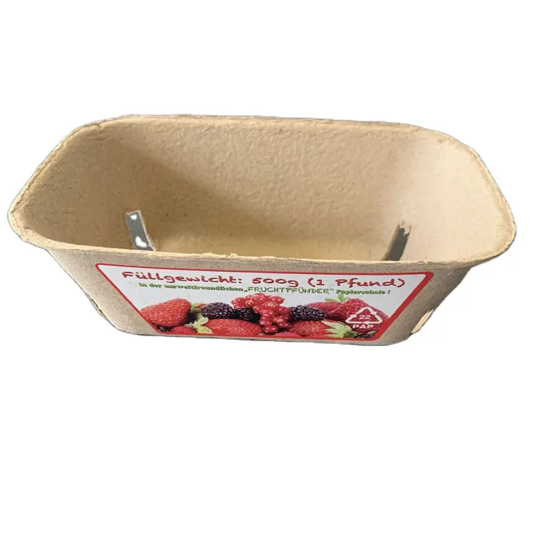 Eco friendly polpa moldado vegetal bandejas para tomates Berry papel polpa cesta recipiente fruta vegetal embalagem