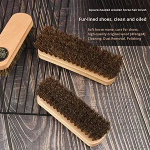 Personnalisé Réutilisable Manche En Bois Corps De Chaussure Propre Tissu Brosse avec Bois De Hêtre et Crin pour Cuir/Daim Polissage-Vente en Gros - Product Image 2