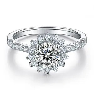 Chất lượng cao S925 miossanite kim cương nhẫn 1 CT lấp lánh moissanite Nhẫn đính hôn đám cưới Valentine món quà kỷ niệm