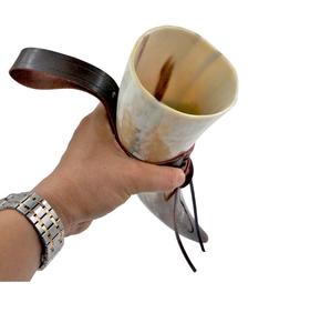 Authentic Polished Buffalo Horn Whiskey Mug with Eco-Friendly <b>Animal</b> Style Leather Strap <b>for</b> Beer <b>Lovers</b> at Wholesale Price - Product Image 2
