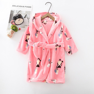 Peignoir de bain pour enfant, <span class=keywords><strong>pyjama</strong></span> chaud en flanelle avec imprimés d'animaux, printemps et automne - Product Image 6