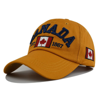 Gorras de Béisbol de Algodón al Por Mayor para Hombre y Mujer con Visera Integrada Letras Bordadas Canadá de 6 Paneles