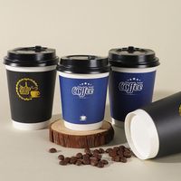 Vente en gros 4/8/10/12/16Oz Gobelet à café jetable personnalisé en papier à emporter avec logo pour boisson avec couvercles