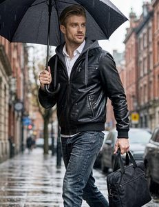 Chaqueta de Motocicleta Negra <span class=keywords><strong>para</strong></span> Hombre, Cuero Sintético PU, Chaqueta Premium Personalizada OEM ODM, Ropa Exterior al por Mayor <span class=keywords><strong>para</strong></span> Otoño, Estilo Casual - Product Image 3