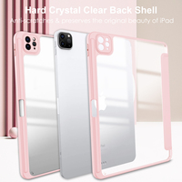 Étuis pour tablette à trois plis antichoc avec coque arrière transparente en PC et emplacement pour stylet pour iPad Air 13 2024 2025 et iPad Pro 12.9