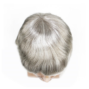 Système de remplacement de cheveux naturels gris, personnalisé, toupet de cheveux humains - Product Image 5