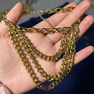 Sexy a catena lunga multistrato con nappine per le donne in acciaio inox placcato oro <span class=keywords><strong>scarpe</strong></span> tacco alto piedi catena Wed gioielli per feste - Product Image 5