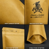 Op maat gedrukte biologisch afbreekbare staande pouches van bruin kraftpapier met PLA-laag en ziplock sluiting voor thee, gedroogd fruit en beef jerky
