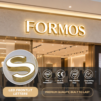 Lettres en relief LED personnalisées plaquées or, face en acrylique, logo 3D, enseigne pour devanture de magasin, signalétique commerciale