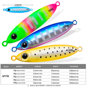 Leurres de pêche en mer Night Glow Metal 30g 100g 6 couleurs pour la pêche en haute mer avec têtes plombées, pour la pêche au géant, avec double hameçon, leurres durs - Product Image 3