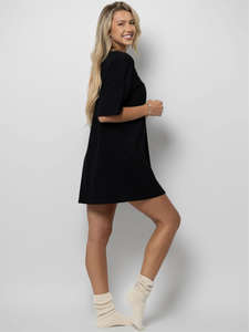 Toptan özel Logo siyah rahat artı boyutu <span class=keywords><strong>T</strong></span>-<span class=keywords><strong>shirt</strong></span> elbiseler için kadın kıyafetleri boy boş seksi gevşek yazlık <span class=keywords><strong>T</strong></span>-<span class=keywords><strong>shirt</strong></span> elbise - Product Image 3