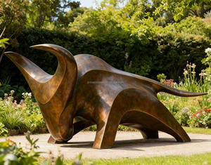 Sculpture <span class=keywords><strong>de</strong></span> taureau abstrait en bronze sur mesure grandeur nature, couleur personnalisée, thème animal intérieur/extérieur - Product Image 4