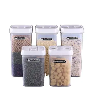 Clear Dry Grain Food Plastic Storage Jar Bin Multifunction Rectangular Cereal Storage Container