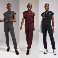 Tenues d'hôpital en tissu interlock extensible tricoté pour femmes, en nylon et élasthanne, ensemble uniforme médical dentaire, personnalisation du logo possible