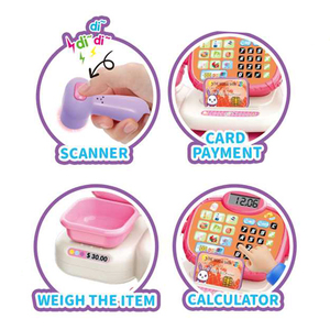 Caisse enregistreuse amusante en plastique pour enfants, jeu de rôle amusant, avec scanner, pour supermarché - Product Image 2