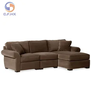 سرير قابل للتبديل أريكة فاخرة باللون الرمادي والكشمش على شكل حرف L سرير استراحة إيطالي من القماش