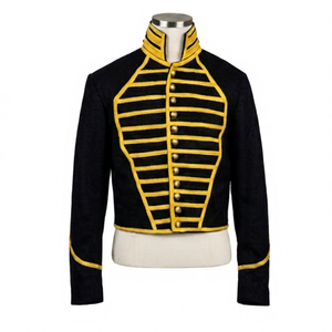 Veste en laine mélangée brodée à la main pour homme, style historique vintage, col montant, simple boutonnage, vêtement d'extérieur d'hiver - Product Image 1