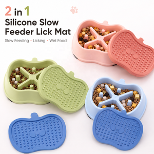 ชามอาหารสุนัขแบบ 2 in 1 ทำจากซิลิโคน ช่วยให้กินช้าลง พร้อมแผ่นรองเลียกันลื่น ป้องกันการสำลัก  รับทำโลโก้ตามสั่ง - Product Image 4