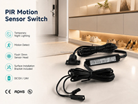 Veilleuse de salle de bain avec détecteur de mouvement PIR, interrupteur 12V/24V encastré, contrôle d'éclairage LED 13mm, garantie 3 ans N38B-23