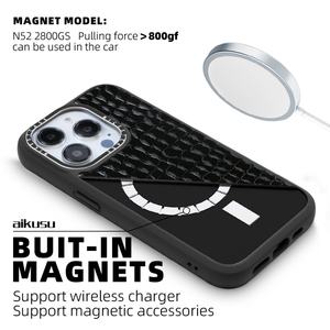 Étuis de téléphone en cuir PU anti-impact 3M, peau de crocodile, étui de téléphone magnétique sans fil en TPU pour iPhone 16 15 14 13 Pro Max - Product Image 2