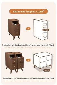 Прикроватная тумба Delanto цвета орех, современная, экологичная, ультраузкая, с 2 ящиками, для небольшой квартиры, для спальни, для хранения вещей - Product Image 4