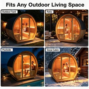 Ambohr US Stocks Outdoor Modern Eco Friendly Sauna 4-5 Person 9KW Wet Steam Barrel Sauna Stone <b>Heater</b> LED Lights - Product Image 6