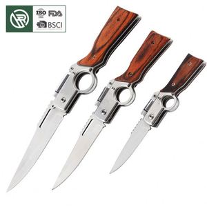Folding Wedding LED Light Mini Flashlight Outdoor Protection Multi <b>Tool</b> <b>Engrave</b> Wooden Handle Tactical Pocket Knife - Product Image 2