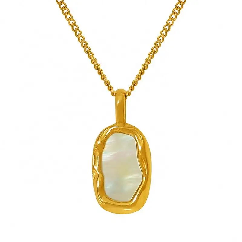 FANJIN perhiasan XL62 2024 tidak beraturan ibu dari mutiara kalung mode berlapis emas 18k baja tahan karat
