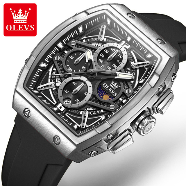 OLEVS 2975 Sport Chronograph Quartz SmartWatch for Men with Date 3atm Waterproof Clock Fashion Silicone Strap Dial Wristwatch