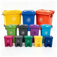 Poubelle à pédale en plastique personnalisable 50L/70L/100L/120L/240L/360L/660L/1100L avec roues et pédale