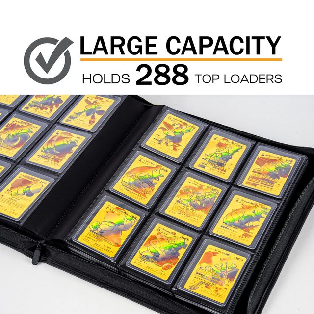 Side Loading Binder MIXPOET Top Loader Card Binder  Holds 112 Top Loaders,  4-Pocket Pages For Trading Cards (Sports, MTG, YGO)  Side Loading Storage  Album Card Storage Binder Holds Top Loaders