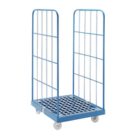 Chariot de manutention à palettes à 2 portes latérales en acier inoxydable avec base en plastique, cadre en Z, capacité de charge de 350 kg, OEM disponible