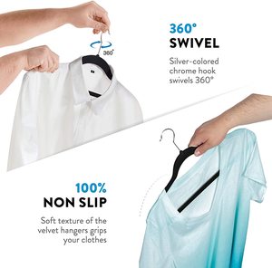 Cheap Factory <strong>Velvet</strong> Hangers Black Non-Slip Strong and Flexible Design for <strong>Coats</strong> Jackets Pants &amp; Dress Clothes - Product Image 1