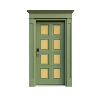 American-style solid wood front doors featuring a multi-panel design are available in mahogany, teak, or other wood options.