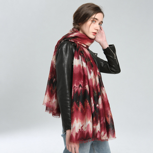 Luxury Abstract Print Long Scarf 180*90cm Satin Feel Gold Foil Detail Women's Shawl Wrap Fashion Autumn Winter Scarf - Product Image 1