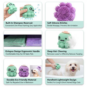 Cepillo de Baño para Mascotas con Forma de Pulpo, Dispensador de Champú, Herramienta de Masaje y Aseo para Perros y Gatos, Cerdas Suaves para Ducha - Product Image 3