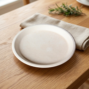 Assiette Ronde Jetable en Bagasse Naturelle de 11 Pouces – Vaisselle Écologique Biodégradable en Fibre de Canne à Sucre Robuste - Product Image 1