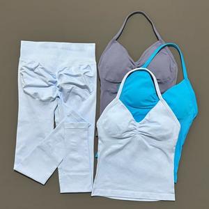 Set Sportivo da Donna 2 Pezzi Traspirante, Top Canotta con Scollo a V e Schiena Scoperta, Leggings Senza Cuciture a Vita Alta - Product Image 2