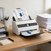 Scanner de documents couleur continu haute vitesse Epson DS-870 CIS ADF recto-verso, corps blanc, garantie 1 an, interface USB pour bureau