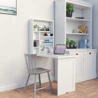Table d'étude pliable, murale, Convertible, blanche, bureau d'ordinateur,