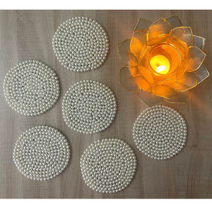 2025 High Value High Level Manufacturer Wholesale High Quality Hand Made Beaded <b>Mug</b> Rug Beads Table Mat Coasters Custom Design - Product Image 1