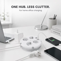 Multiprise de bureau 16A blanche GS avec 4 ports USB, prise EU, rallonge universelle de voyage, câble de prise multiple