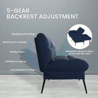 Canapé-lit double moderne pliable de 150 cm avec espace de rangement pour appartement et salon, revêtement en tissu