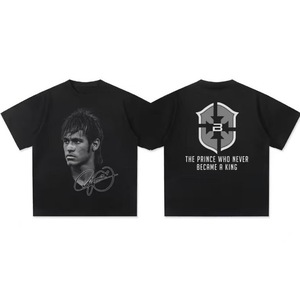 Ronaldo Heavyweight 260g Vintage Trend T-shirt à manches courtes Street Style Loose Fit <span class=keywords><strong>Long</strong></span> Direct Spray pour hommes femmes - Product Image 5