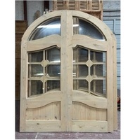 Porte d'entrée LongTai, porte intelligente en bois massif, double cadre sans cadre, verre simple, demi-ronde, en bois pour maison, porte d'entrée moderne